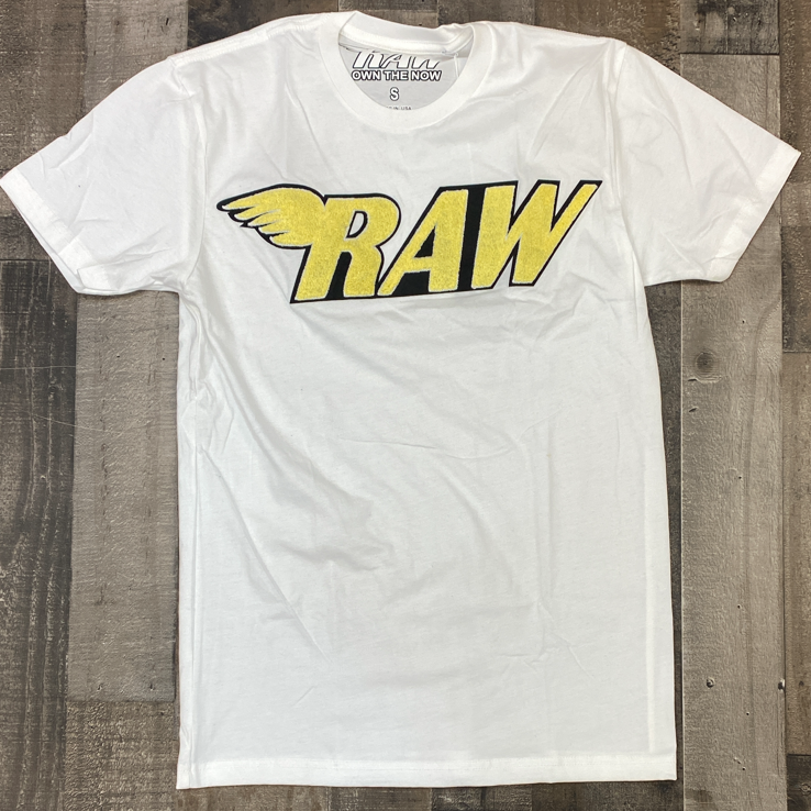 Rawyalty-raw chenille patch ss tee (white/yellow)