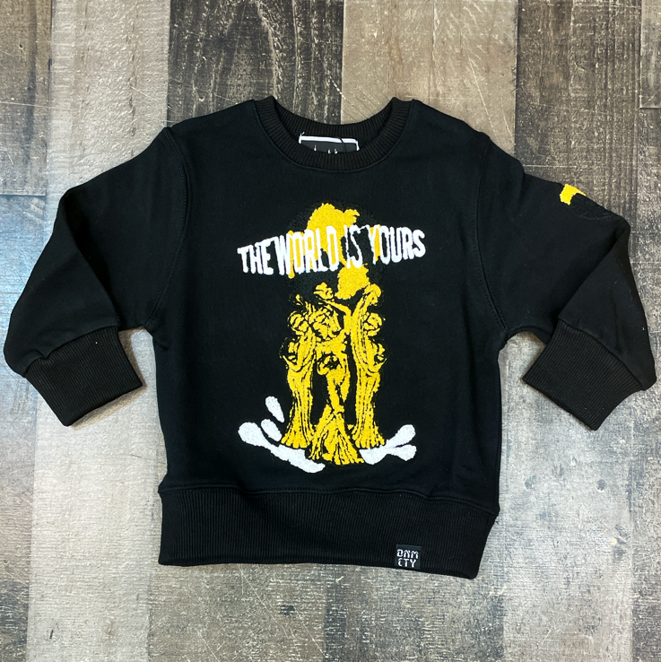 DENIMiCITY- the world is yours crewneck (black) kids