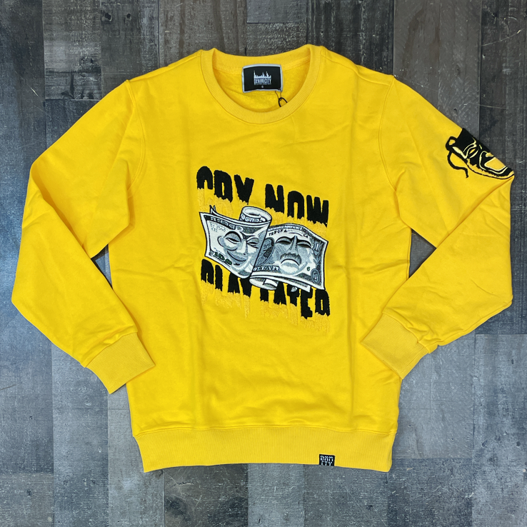 DENIMiCITY- cry now play later crewneck (yellow)