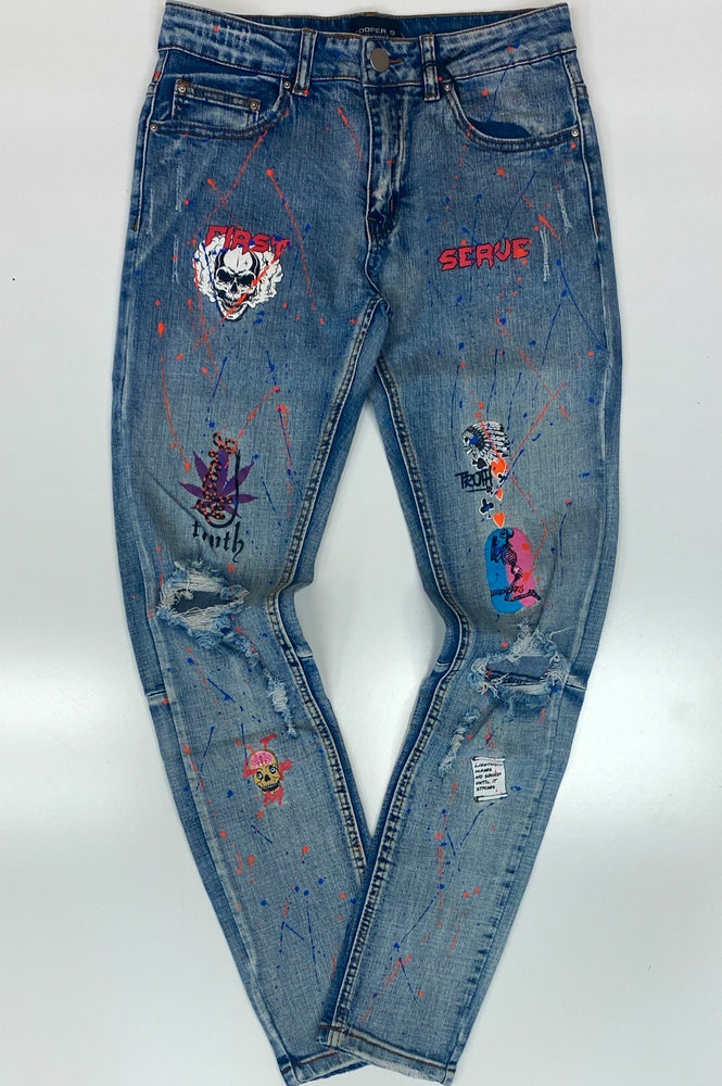 
                  
                    Cooper 9- first serve graphic jeans (mid wash)
                  
                
