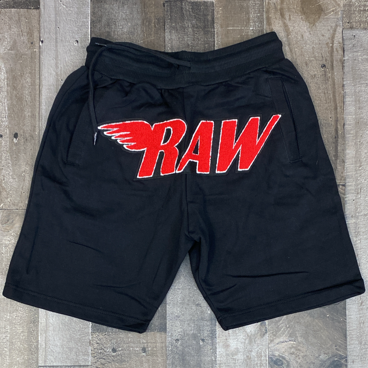 Rawyalty- raw chenille patch shorts (black/red)