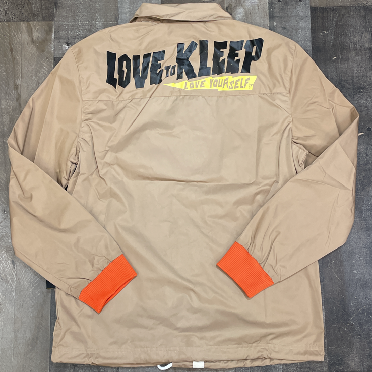 
                  
                    Kleep- nylon coach jacket w/varsity style patch works & lining inside (brown)
                  
                