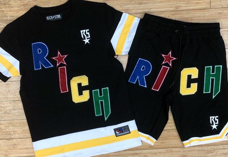 Richstar- chenille letters shorts sets
