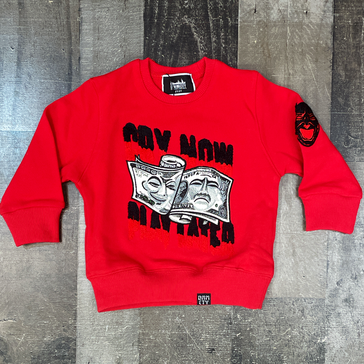 DENIMiCITY- cry now play later crewneck (red) kids