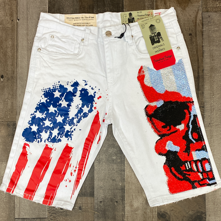 Industrial Indigo- USA shorts (white)