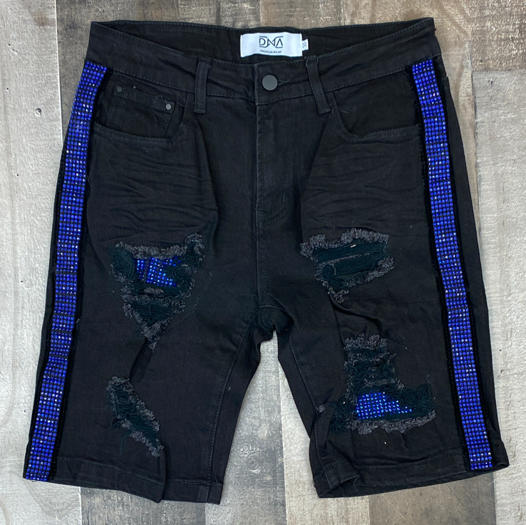 Dna Premium Wear- studded stripe shorts (black/blue)