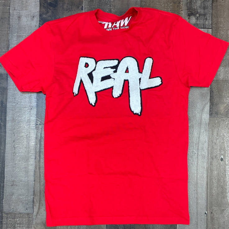 Rawyalty-real chenille patch ss tee (red/white)