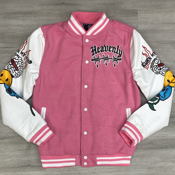 
                  
                    Rebel Minds- Heavenly varsity jacket (pink)
                  
                