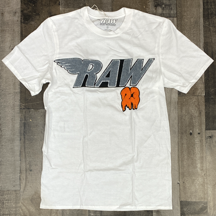 Rawyalty- RAW 23 chenille patch ss tee (white/grey)