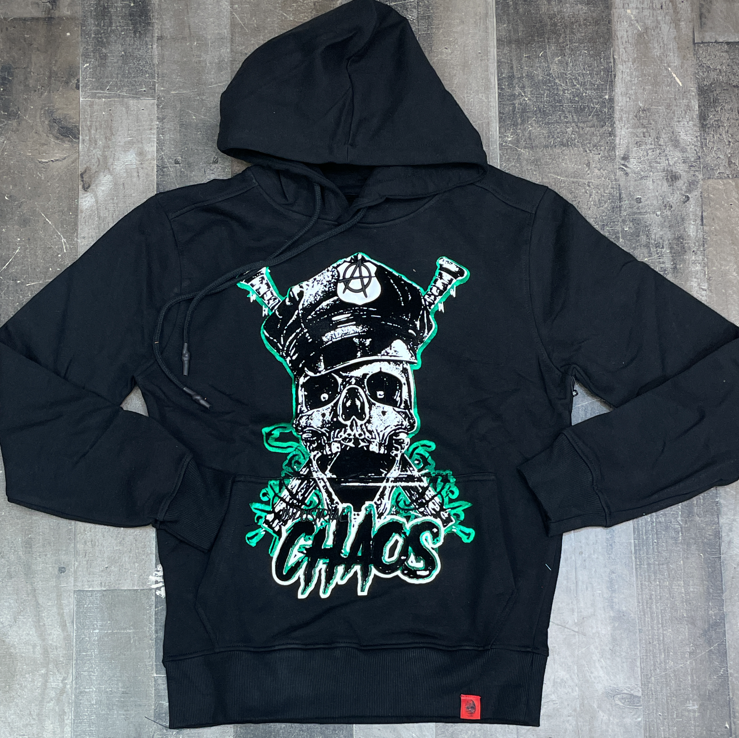 Industrial Indigo- chaos skull hoodie
