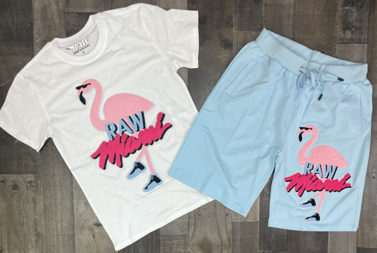 Rawyalty - flamingo short set (sky blue)