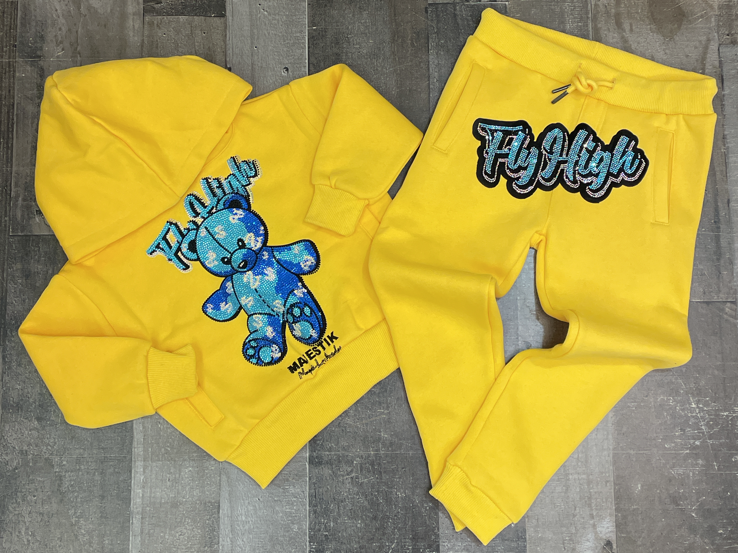 Majestik- kids rhine stone teddy fleece sweatsuit (yellow)