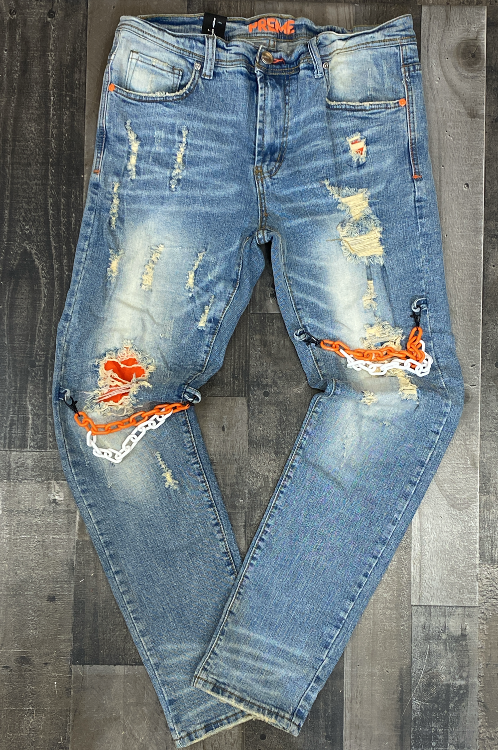 Preme- colored chain jeans
