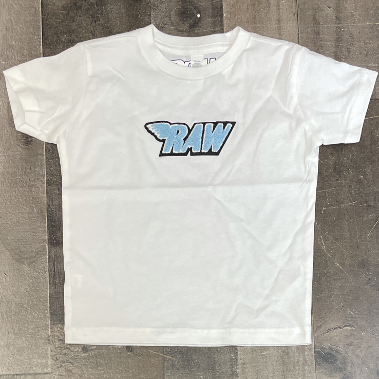 Rawyalty- raw chenille patch ss tee (white/lt blue) (kids)