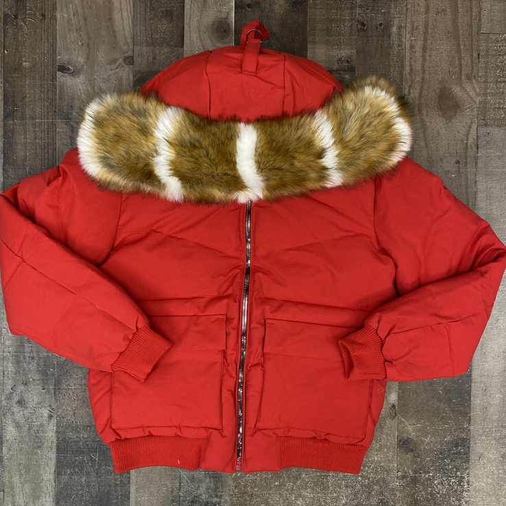 Jordan Craig- puffer jacket w/ faux fur (red)