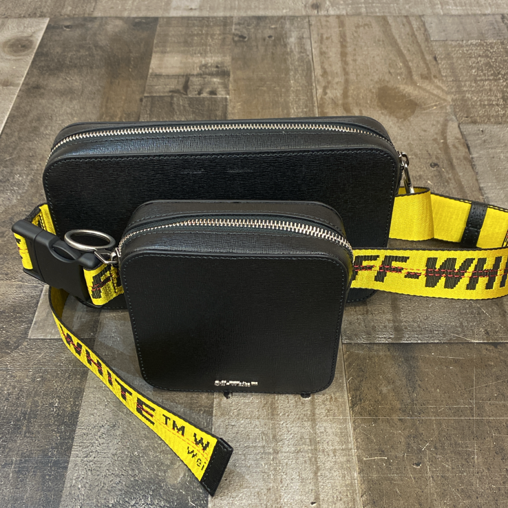 Off-White- diag double leather body bag