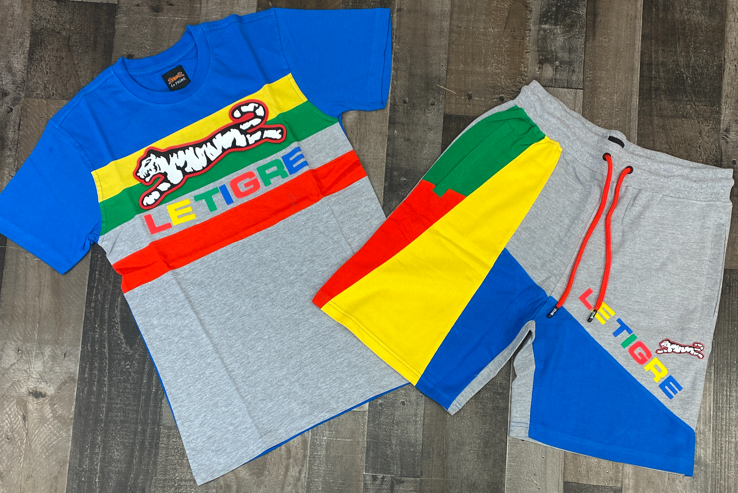 Le Tigre- colorblock stripe logo shorts sets