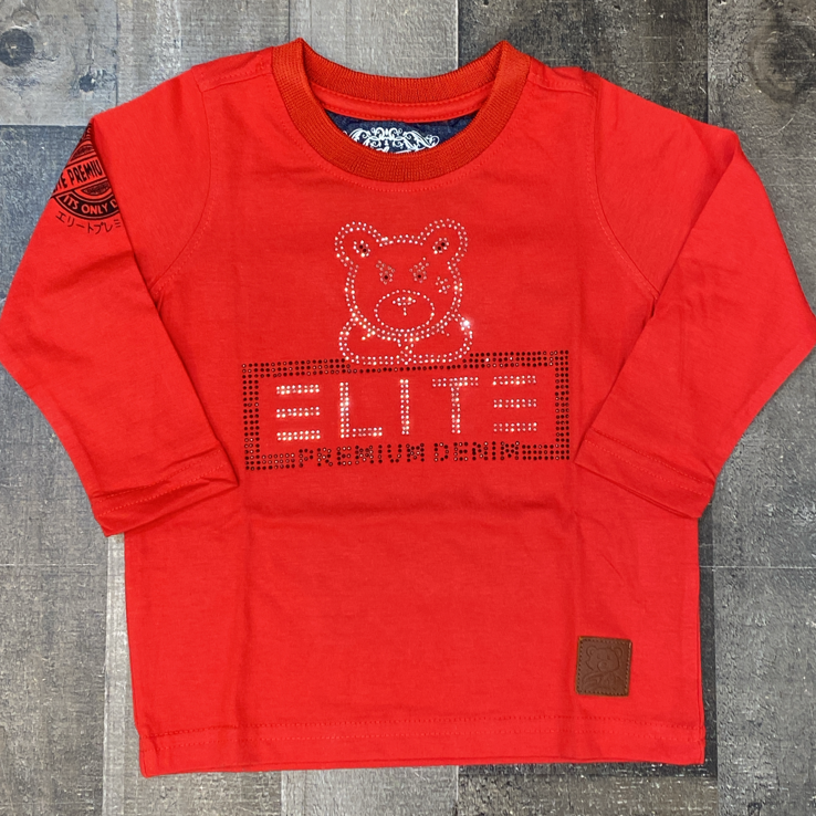 Elite- angry long sleeve kids tee (red)