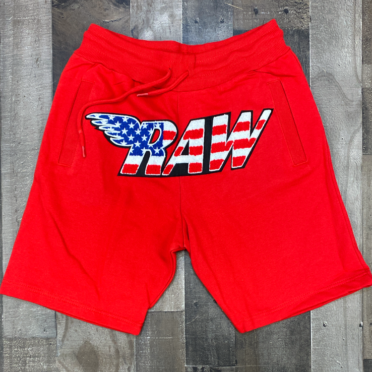 Rawyalty- USA raw chenille patch shorts (red)