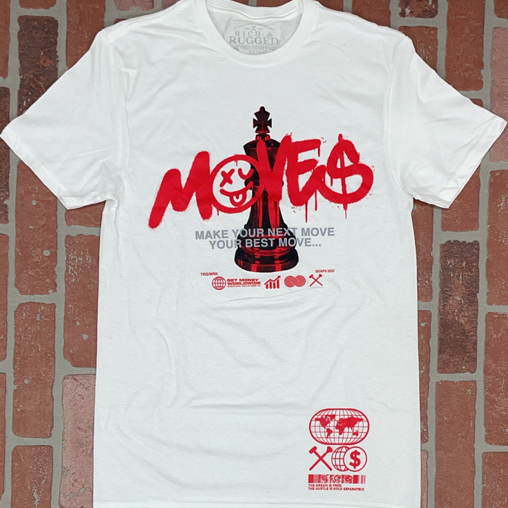 Rich & Rugged- moves ss tee (white/red)