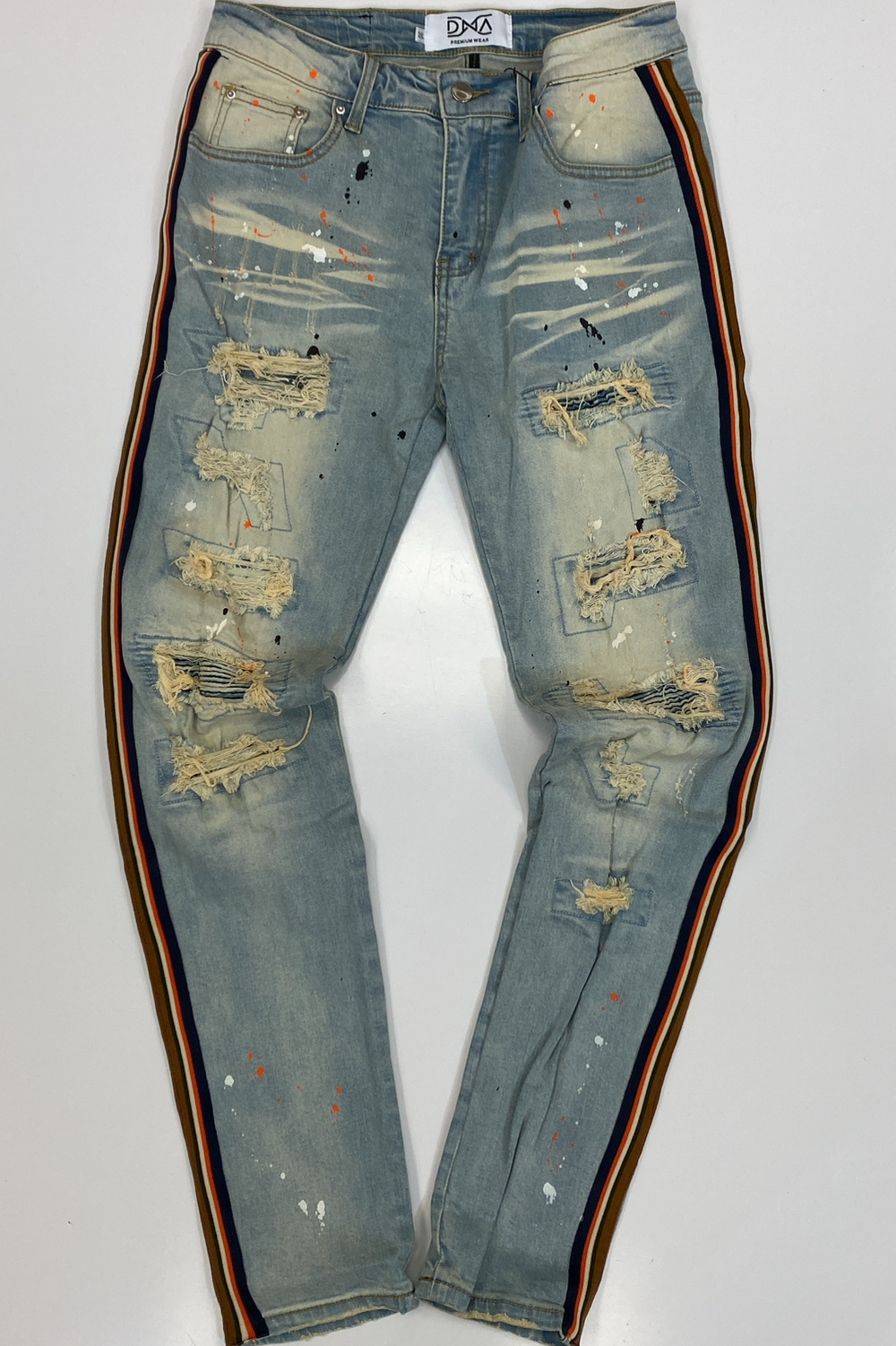 Dna Premium Wear- paint splattered striped jeans