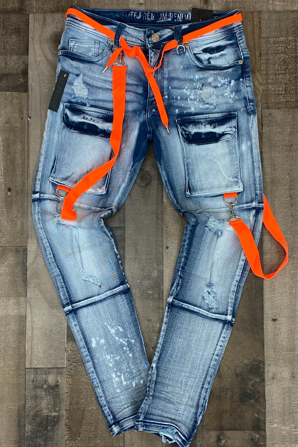 Elite- men’s cargo jeans (blue/orange)