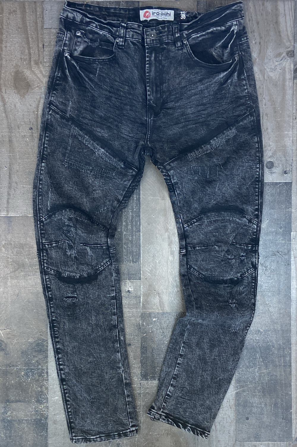 Iroochi - acid wash black jeans