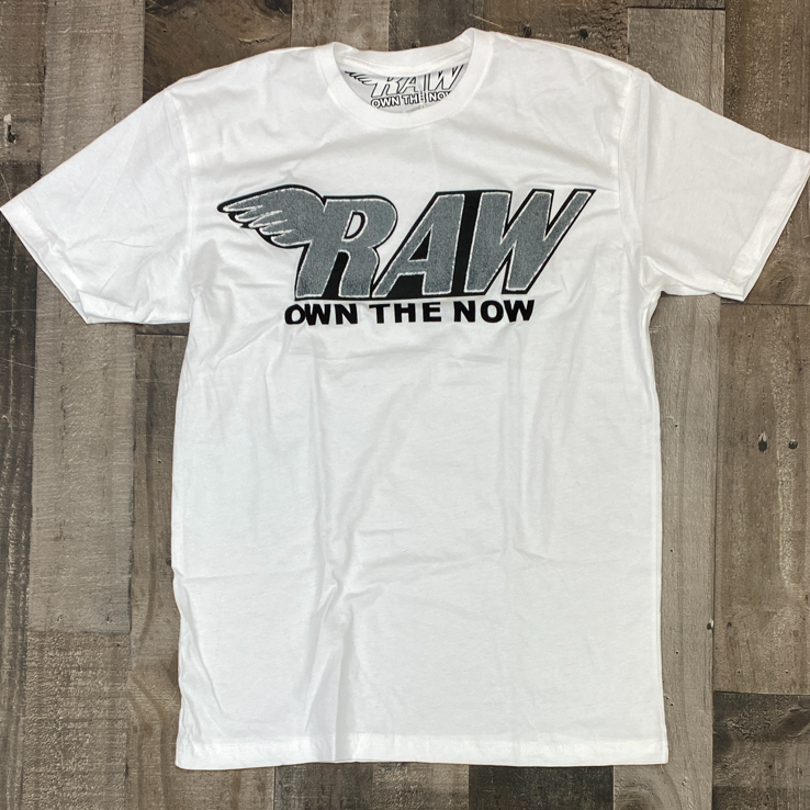 Rawyalty- raw chenille patch ss tee(white/grey)