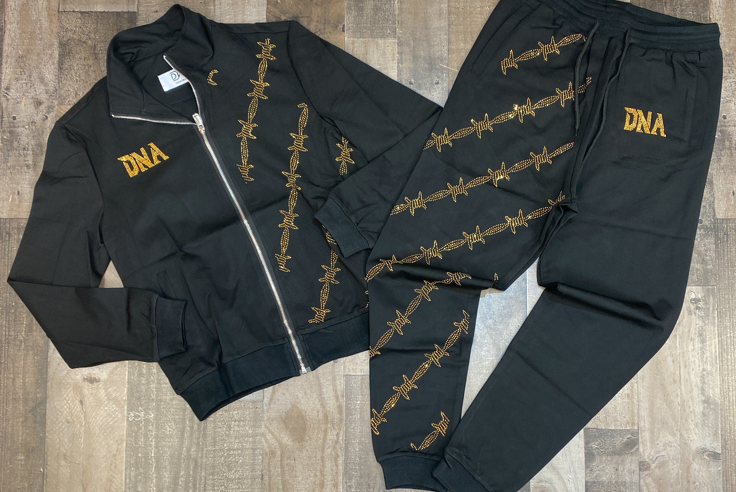 Dna Premium Wear- studded wire tracksuit (black/gold)