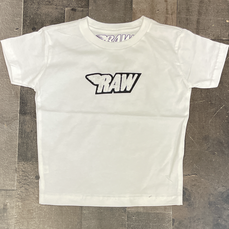 Rawyalty- raw chenille patch ss tee (white/white) (kids)