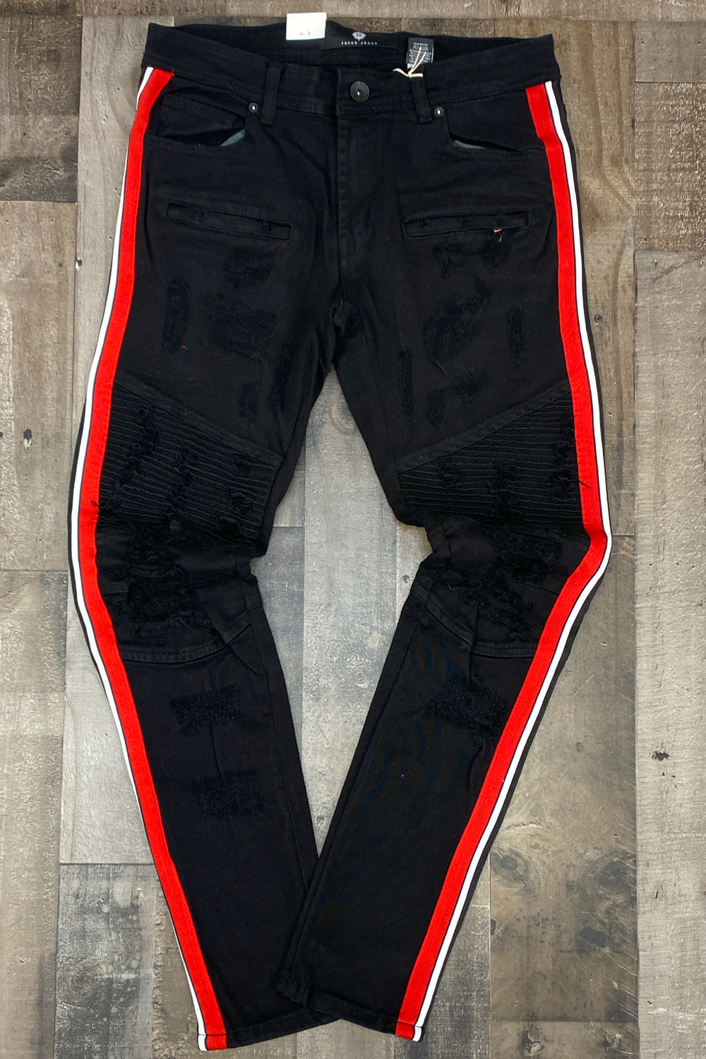 Focus- striped jeans (black/red)