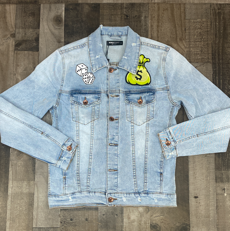 Roku Studio- it’s a gamble jean jacket (lt blue)