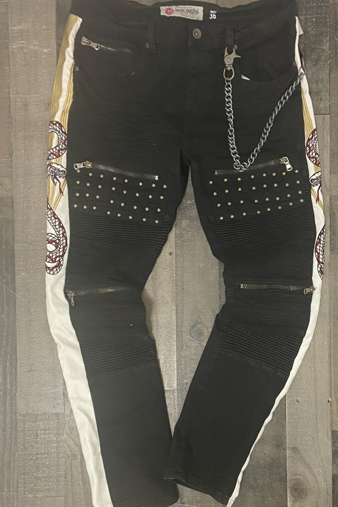 Iroochi - side stripe snake jeans