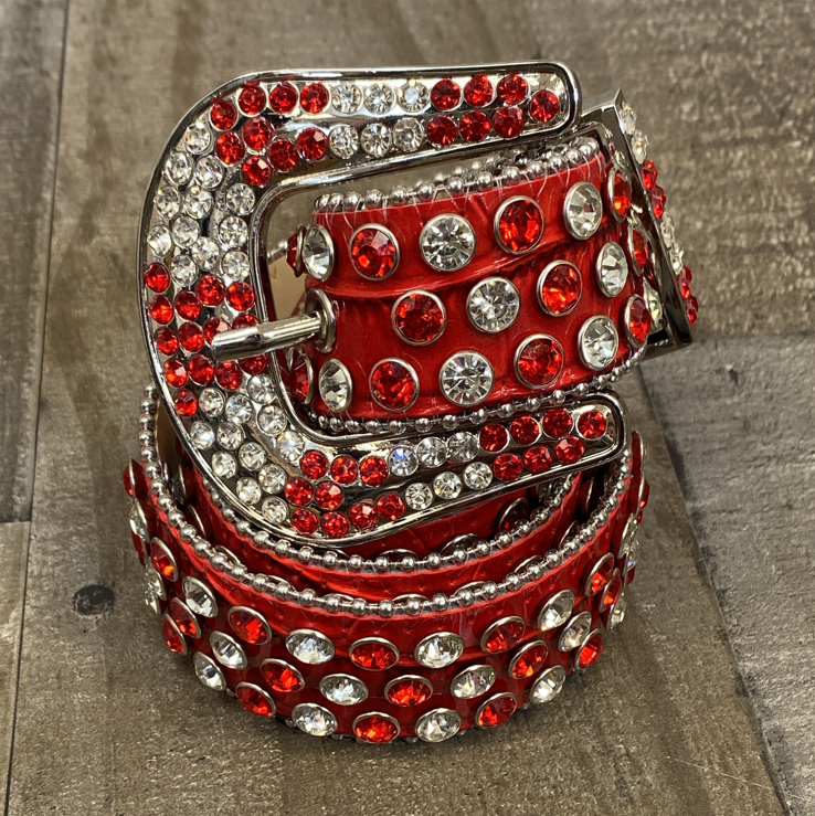 Dna Premium Wear- studded belt (red/silver)