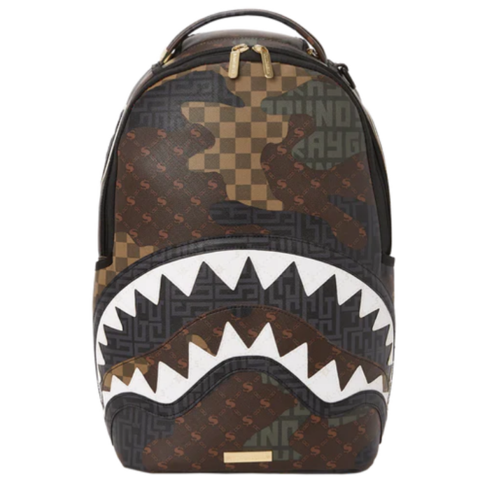 SprayGround- camo branded backpack