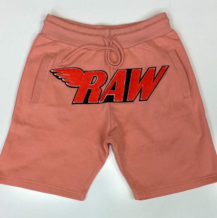 Rawyalty- raw chenille patch shorts (salmon)