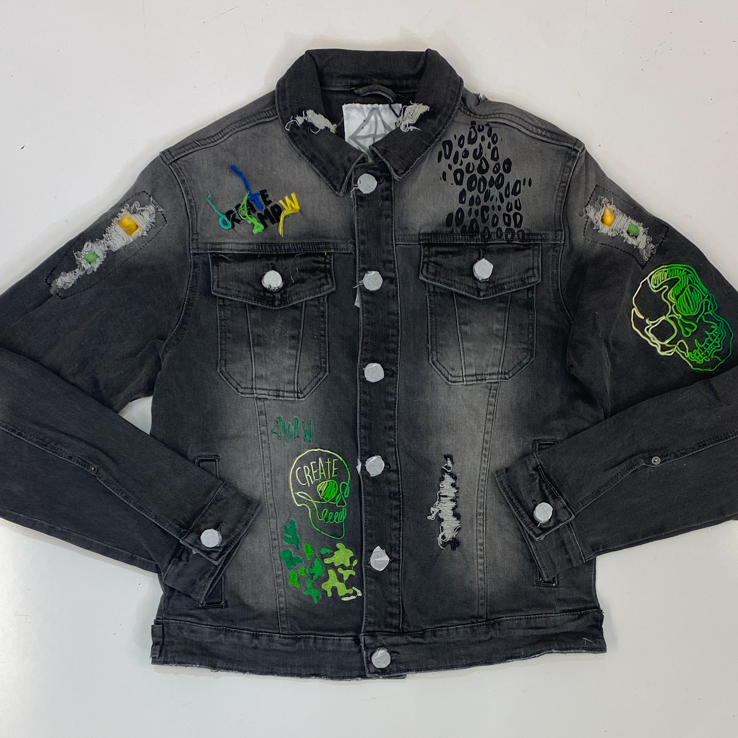 
                  
                    Create Tmrw- scribble skull jean jacket
                  
                