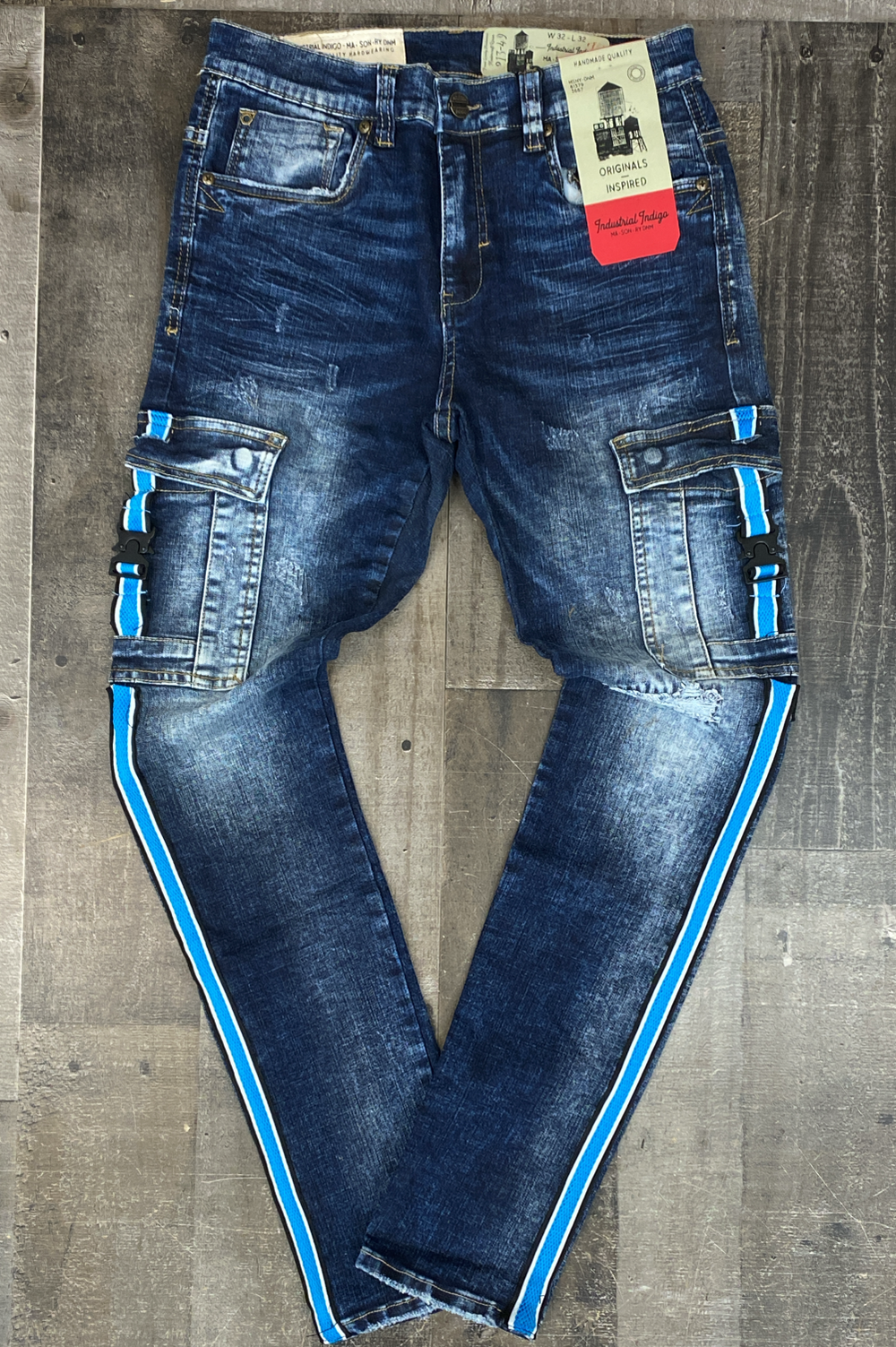 Industrial Indigo- striped jeans (Dark Blue)